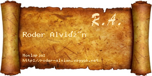 Roder Alvián névjegykártya